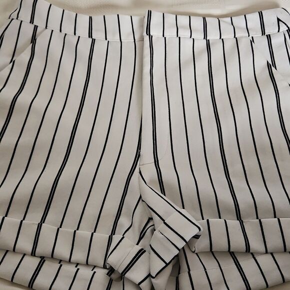 Striped Black and White Women's Shorts - Picture 12 of 16